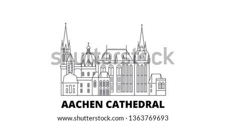 Germany, Aachen Cathedral line travel skyline set. Germany, Aachen Cathedral outline city vector illustration, symbol, travel sights, landmarks.