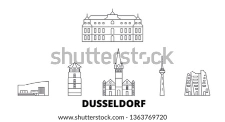 Germany, Dusseldorf line travel skyline set. Germany, Dusseldorf outline city vector illustration, symbol, travel sights, landmarks.