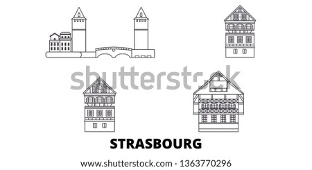 France, Strasbourg City line travel skyline set. France, Strasbourg City outline city vector illustration, symbol, travel sights, landmarks.