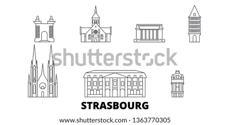 France, Strasbourg line travel skyline set. France, Strasbourg outline city vector illustration, symbol, travel sights, landmarks.