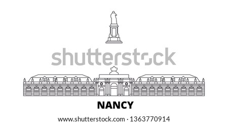 France, Nancy Landmark line travel skyline set. France, Nancy Landmark outline city vector illustration, symbol, travel sights, landmarks.