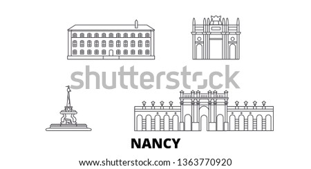 France, Nancy  line travel skyline set. France, Nancy  outline city vector illustration, symbol, travel sights, landmarks.