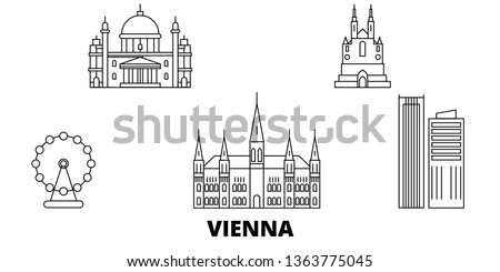Austria, Vienna City line travel skyline set. Austria, Vienna City outline city vector illustration, symbol, travel sights, landmarks.