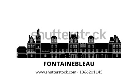 France, Fontainebleau  flat travel skyline set. France, Fontainebleau  black city vector illustration, symbol, travel sights, landmarks.