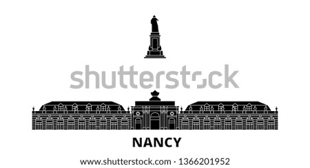 France, Nancy Landmark flat travel skyline set. France, Nancy Landmark black city vector illustration, symbol, travel sights, landmarks.