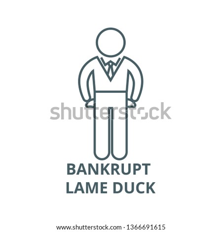 Bankrupt, lame duck line icon, vector. Bankrupt, lame duck outline sign, concept symbol, flat illustration