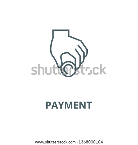 Donation,hand with coin,payment line icon, vector. Donation,hand with coin,payment outline sign, concept symbol, flat illustration