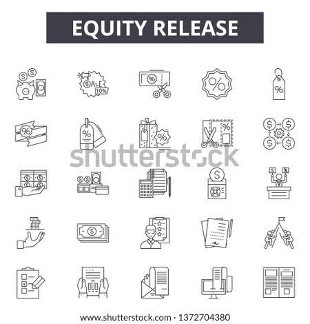 Eququity release line icons, signs, vector set, outline illustration concept 