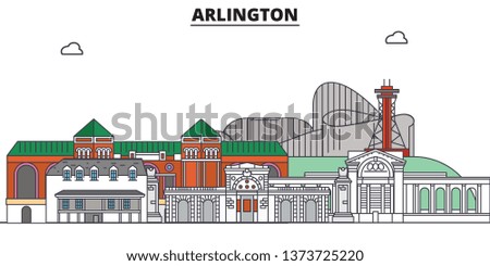 Arlington,United States, flat landmarks vector illustration. Arlington line city with famous travel sights, design skyline. 