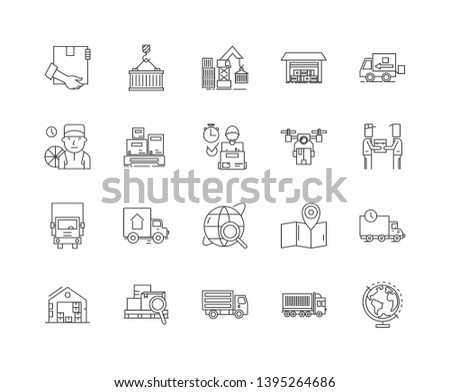 Importing and exporting line icons, signs, vector set, outline illustration concept 