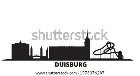 Germany, Duisburg city skyline isolated vector illustration. Germany, Duisburg travel black cityscape