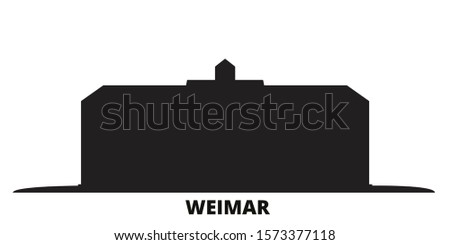 Germany, Weimar,Bauhaus city skyline isolated vector illustration. Germany, Weimar,Bauhaus travel black cityscape