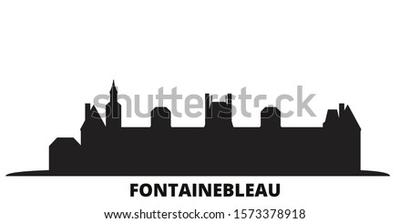 France, Fontainebleau city skyline isolated vector illustration. France, Fontainebleau travel black cityscape