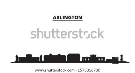 United States, Arlington City city skyline isolated vector illustration. United States, Arlington City travel black cityscape