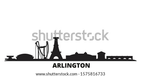 United States, Arlington city skyline isolated vector illustration. United States, Arlington travel black cityscape