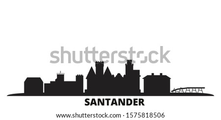 Spain, Santander city skyline isolated vector illustration. Spain, Santander travel black cityscape
