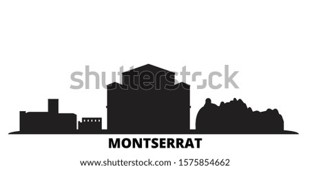 Montserrat city skyline isolated vector illustration. Montserrat travel black cityscape