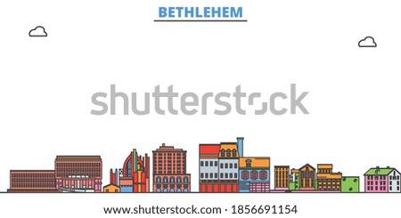 United States, Bethlehem line cityscape, flat vector. Travel city landmark, oultine illustration, line world icons