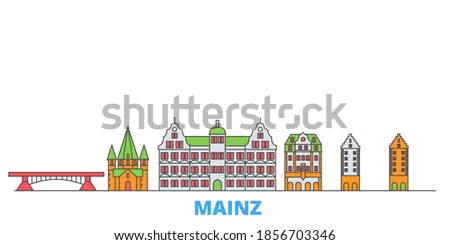 Germany, Mainz line cityscape, flat vector. Travel city landmark, oultine illustration, line world icons
