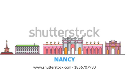 France, Nancy line cityscape, flat vector. Travel city landmark, oultine illustration, line world icons
