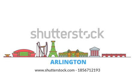 United States, Arlington line cityscape, flat vector. Travel city landmark, oultine illustration, line world icons