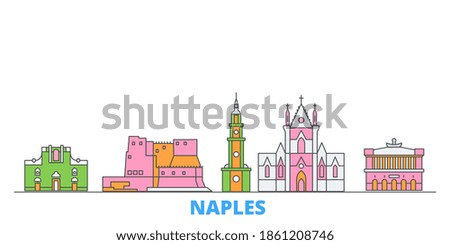 Italy, Naples line cityscape, flat vector. Travel city landmark, outline illustration, line world icons