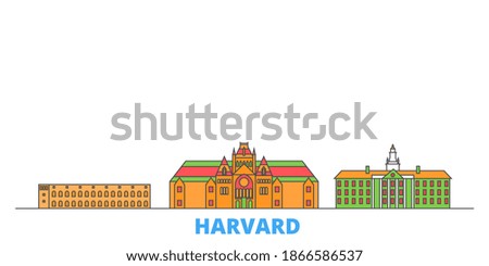 United States, Harvard line cityscape, flat vector. Travel city landmark, oultine illustration, line world icons