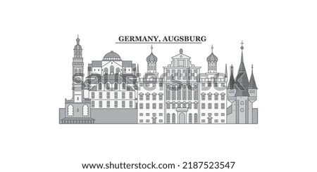 Germany, Augsburg city skyline isolated vector illustration, icons