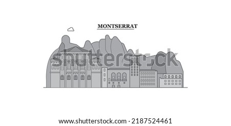 Montserrat city skyline isolated vector illustration, icons