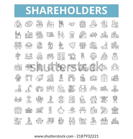 Shareholders icons, line symbols, web signs, vector set, isolated illustration