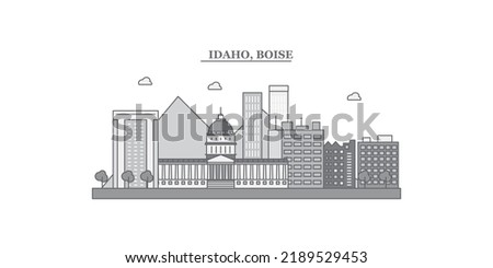 United States, Boise city skyline isolated vector illustration, icons