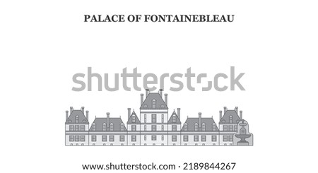 France, Fontainebleau Landmark city skyline isolated vector illustration, icons