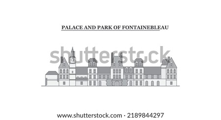 France, Fontainebleau city skyline isolated vector illustration, icons