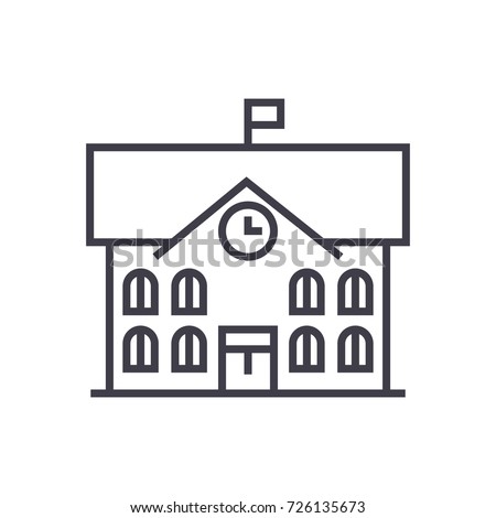 town hall,city hall vector line icon, sign, illustration on background, editable strokes