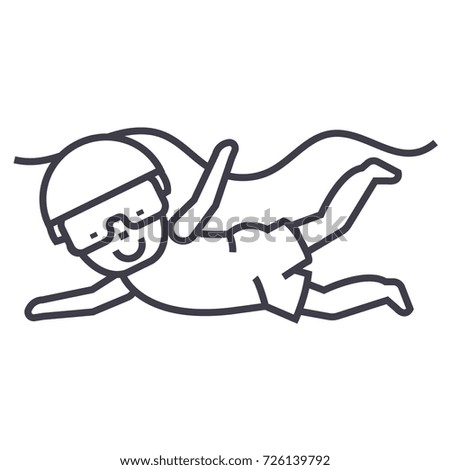 Swimming Kid Vector Line Icon Sign Illustration On Background Editable Strokes Swimming Kid Vector Line Icon Sign Illustration On Background Editable Strokes