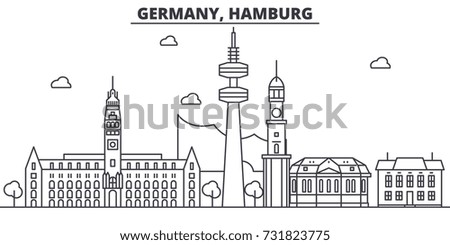 Germany, Hamburg architecture line skyline illustration. Linear vector cityscape with famous landmarks, city sights, design icons. Landscape wtih editable strokes