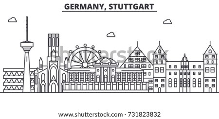 Germany, Stuttgart architecture line skyline illustration. Linear vector cityscape with famous landmarks, city sights, design icons. Landscape wtih editable strokes