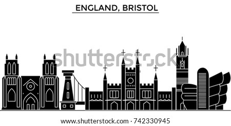 England, Bristol architecture vector city skyline, travel cityscape with landmarks, buildings, isolated sights on background