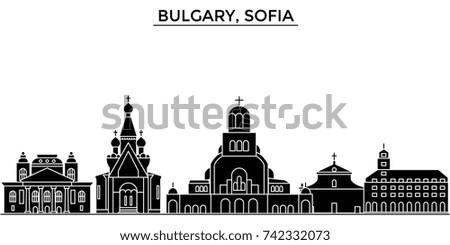 Bulgary, Sofia architecture vector city skyline, travel cityscape with landmarks, buildings, isolated sights on background