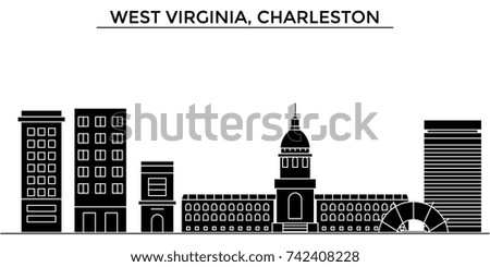 Usa, West Virginia, Charleston architecture vector city skyline, travel cityscape with landmarks, buildings, isolated sights on background
