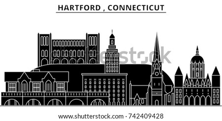 Usa, Hartford , Connecticut architecture vector city skyline, travel cityscape with landmarks, buildings, isolated sights on background