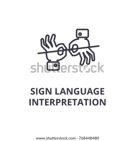 sign language interpretation line icon, outline sign, linear symbol, vector, flat illustration