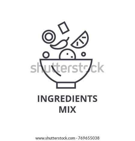ingredients mix line icon, outline sign, linear symbol, vector, flat illustration