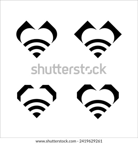 Heart + Wifi Logo Design Icon. SciFi Logo. Internet Logos