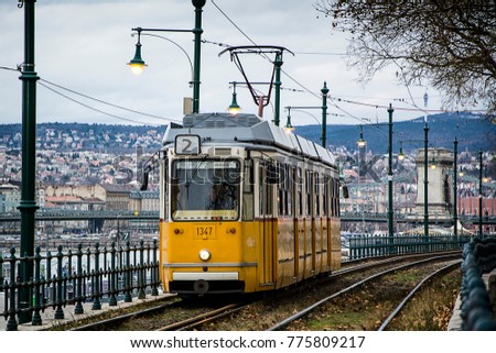 Similar – Image, Stock Photo old tram (line 2) in Budapest, Hungary