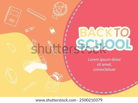 Back to school theme background and stationery supplies elements vector illustration template design