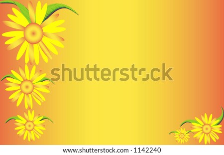 Yellow flowers over yellow and orange gradient background.