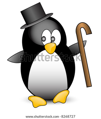 Penguin With Top Hat And Walking Stick. Stock Photo 8268727 : Shutterstock