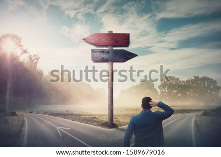 Similar – Image, Stock Photo Arrow shows a man the way