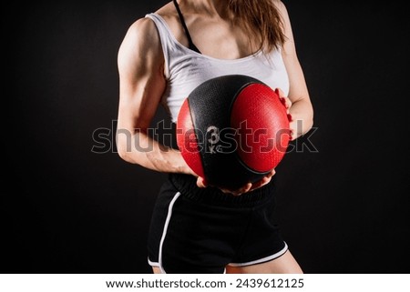 Similar – Image, Stock Photo Strong woman with med ball